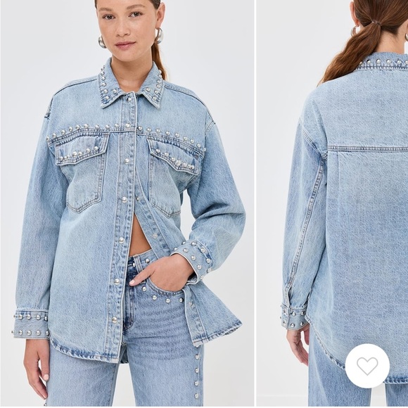 pistola Jackets & Blazers - Pistola Blue Denim Mandy Jean Jacket with Studs EUC